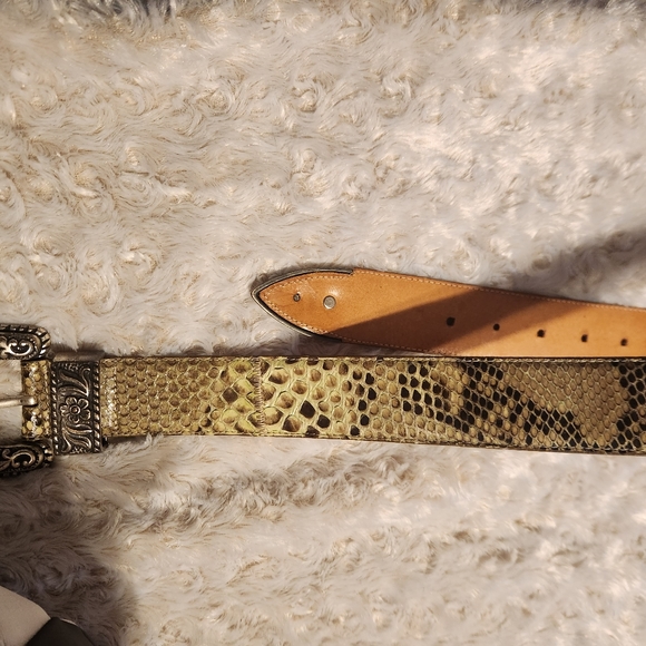 Python Belt Genuine Made In Italy Reptiles House Brass - Picture 7 of 10